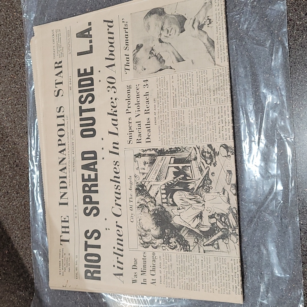 Vintage Newspaper August 17 1965 Indianapolis Star Original Great Birthday Gift - Picture 3 of 12